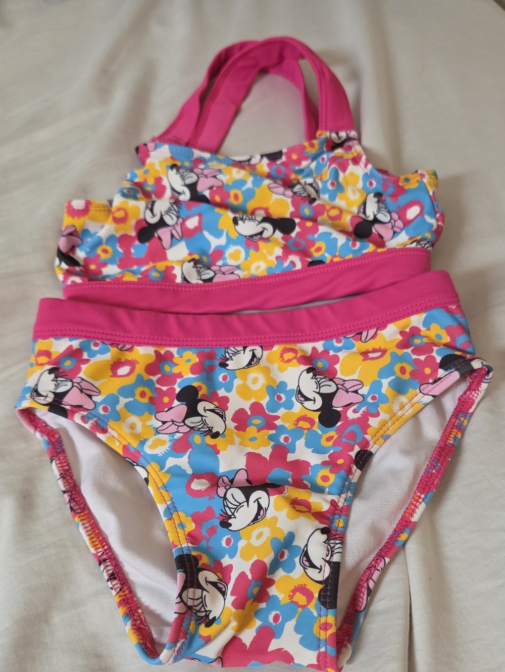 Disney Girls' Minnie Floral Pink & Yellow Two-Piece Bikini